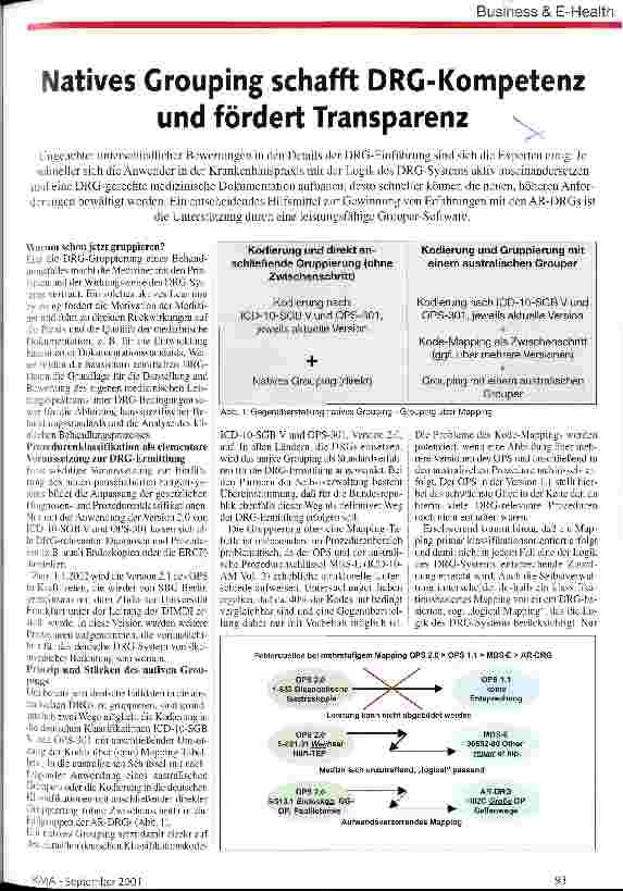 Vorschauseite 1: Natives Grouping schafft DRG-Kompetenz und fördert Transparenz