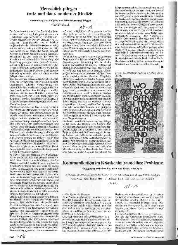 Vorschauseite 1: Menschlich pflegen - trotz und dank moderner Medizin