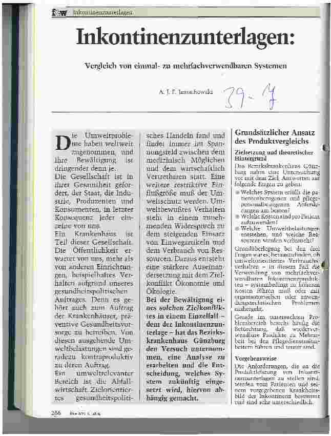 Vorschauseite 1: Inkontinenzunterlagen: Vergleich von einmalzu mehrfachverwendbaren Systemen