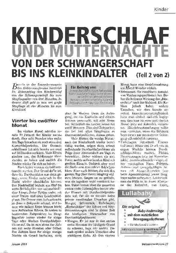 Vorschauseite 1: KINDERSCHLAF UND MUTTERNÄCHTE VON DER SCHWANGERSCHAFT BIS INS KLEINKINDALTER (TEIL 2 von 2)
