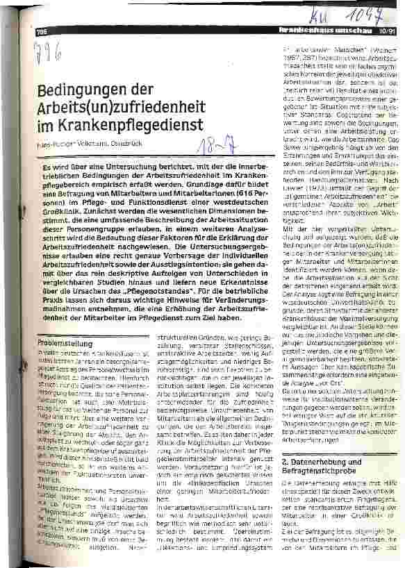 Vorschauseite 1: Bedingungen der Arbeits(un)zufriedenheit im Krankenpflegedienst
