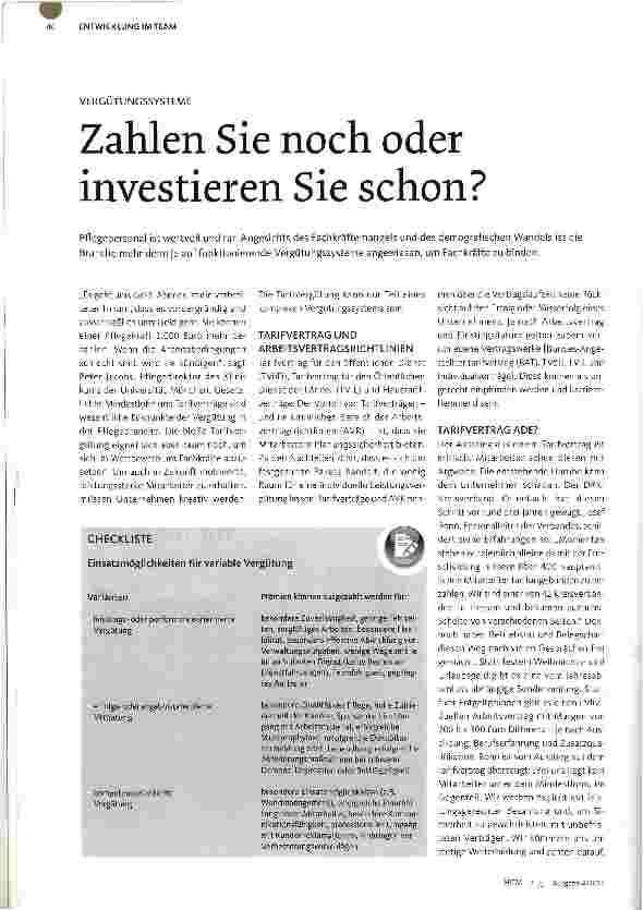 Vorschauseite 1: Zahlen Sie noch oder investieren Sie schon?