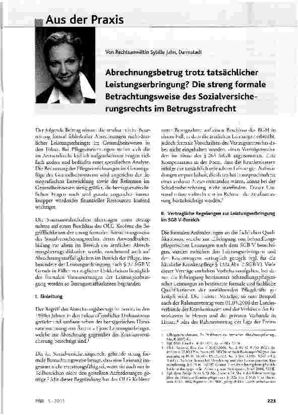Vorschauseite 1: Abrechnungsbetrug trotz tatsächlicher Leistungserbringung? Die streng formale Betrachtungsweise des Sozialversicherungsrechts im Betrugsstrafrecht