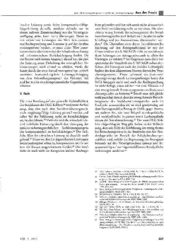 Vorschauseite 5: Abrechnungsbetrug trotz tatsächlicher Leistungserbringung? Die streng formale Betrachtungsweise des Sozialversicherungsrechts im Betrugsstrafrecht