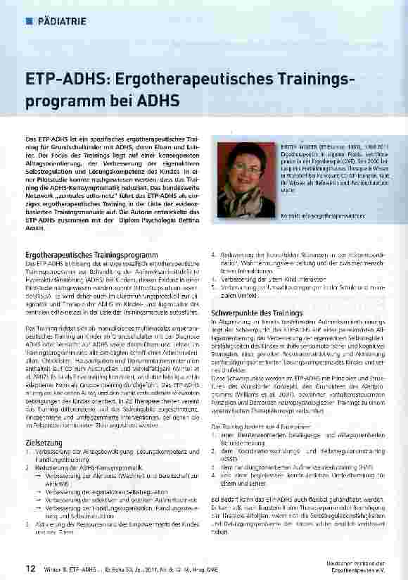 Vorschauseite 1: ETP-ADHS: Ergotherapeutisches Trainingsprogramm bei ADHS