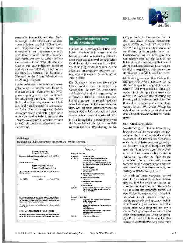 Vorschauseite 5: Qualität in der Anästhesiologie -eine verbandshistorische Rückbetrachtung