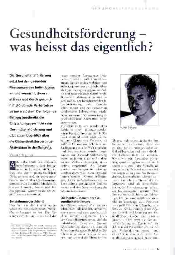 Vorschauseite 1: Gesundheitsförderung -was heisst das eigentlich?