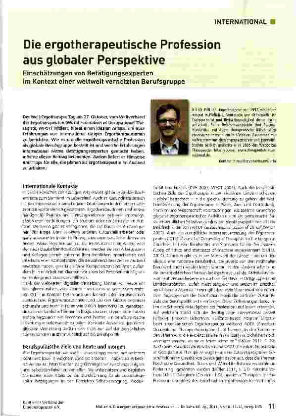 Vorschauseite 1: Die ergotherapeutische Profession aus globaler Perspektive