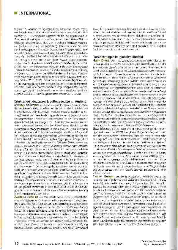 Vorschauseite 2: Die ergotherapeutische Profession aus globaler Perspektive