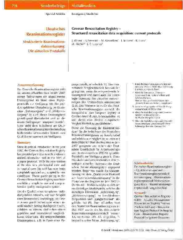 Vorschauseite 1: Deutsches Reanimationsregister