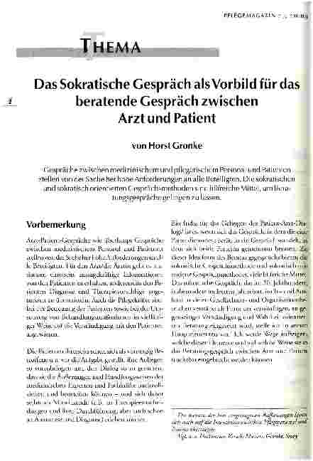 Vorschauseite 1: Das Sokratische Gespräch als Vorbild für das beratende Gespräch zwischen Arzt und Patient