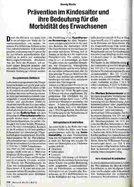 Vorschauseite 1: Prävention im Kindesalter und ihre Bedeutung für die Morbidität des Erwachsenen
