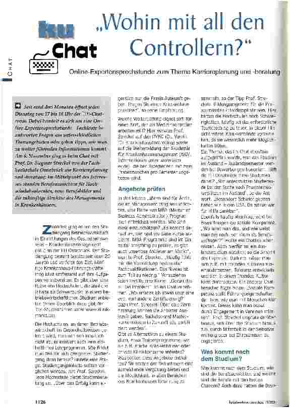 Vorschauseite 1: Wohin mit all den Controllern? Online-Expertensprechstunde zum Thema Karriereplanung und -beratung