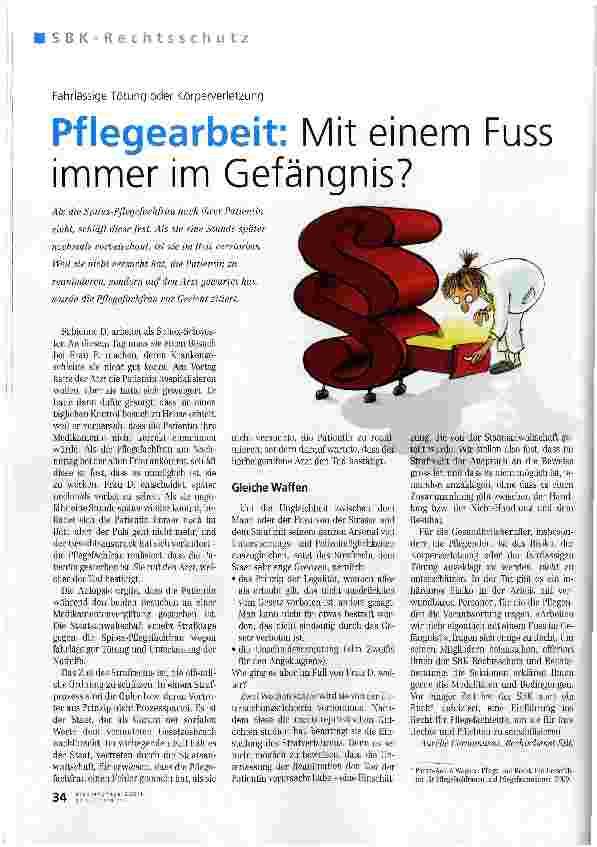 Vorschauseite 1: Pflegearbeit: Mit einem Fuss immer im Gefängnis?