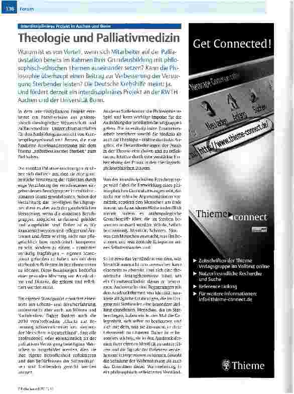 Vorschauseite 1: Theologie und Palliativmedizin