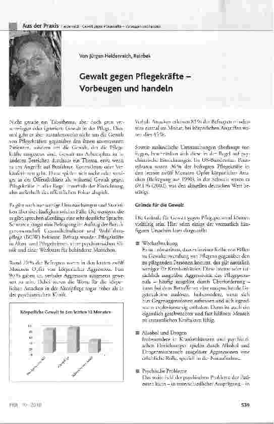 Vorschauseite 1: Gewalt gegen Pflegekräfte Vorbeugen und handeln