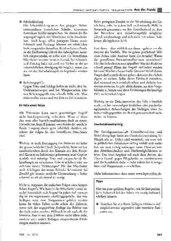 Vorschauseite 3: Gewalt gegen Pflegekräfte Vorbeugen und handeln