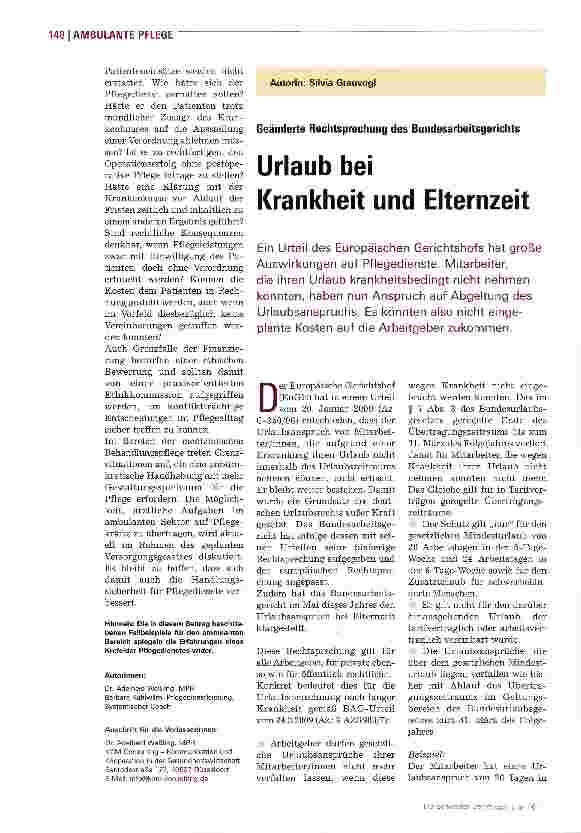 Vorschauseite 1: Urlaub bei Krankheit und Elternzeit