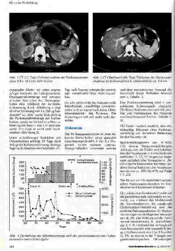 Vorschauseite 2: Therapie einre traumatischen Pankreasruptur/-pseudotyste mit Sandostatin (r) und externer Katheterdrainage