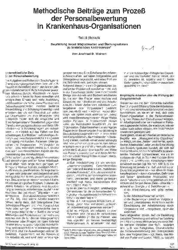 Vorschauseite 1: Methodische Beiträge zum Prozeß der Personalbewertung in Krankenhaus-Organisationen Teil III (Schluß)