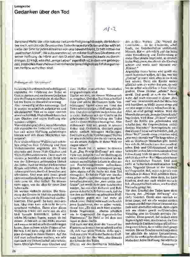 Vorschauseite 1: Gedanken über den Tod Leseprobe