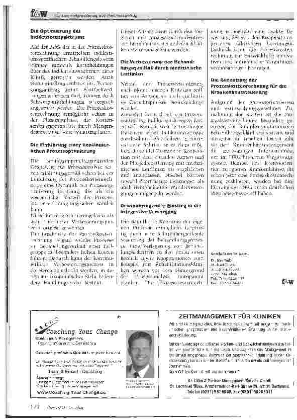 Vorschauseite 4: Die Kostenträgerrechnung wird überlebenswichtig im DRG-basierten vergütungenssystem
