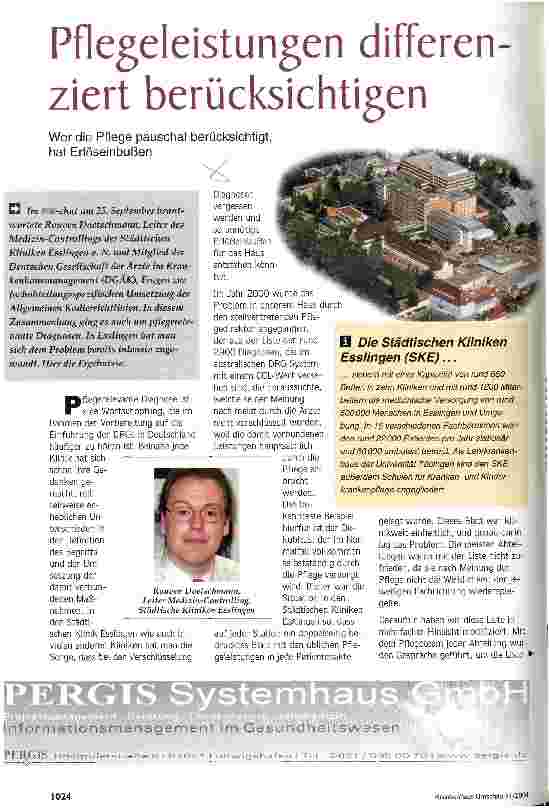 Vorschauseite 1: Pflegeleistungen differenziert berücksichtigen Wer die Pflege pauschal berücksichtigt, hat Erlöseinbußen