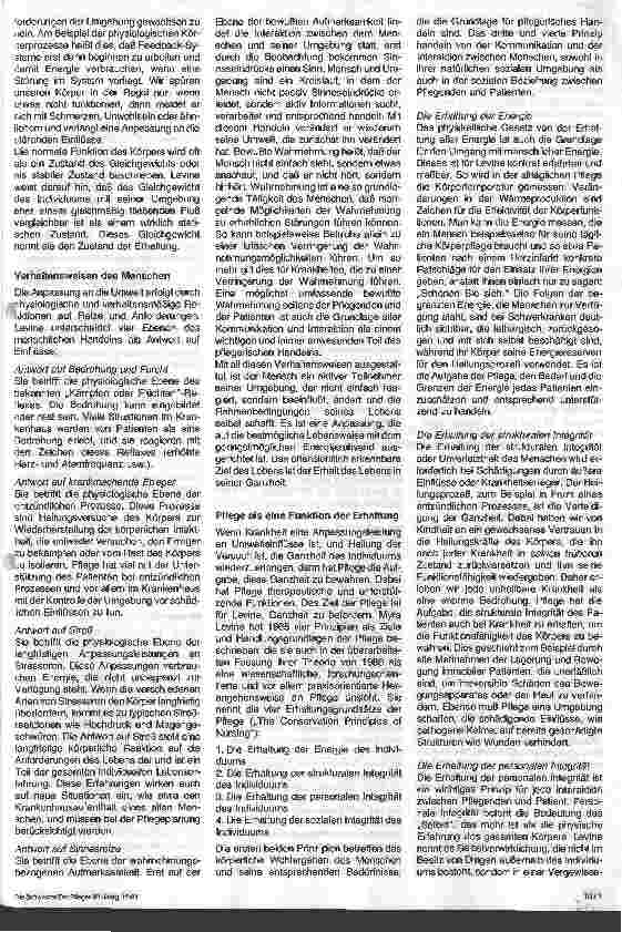 Vorschauseite 2: Pflegemodelle in der Praxis - 10. Folge: Myra E.Levine Das Erhaltungsmodell der Pflege