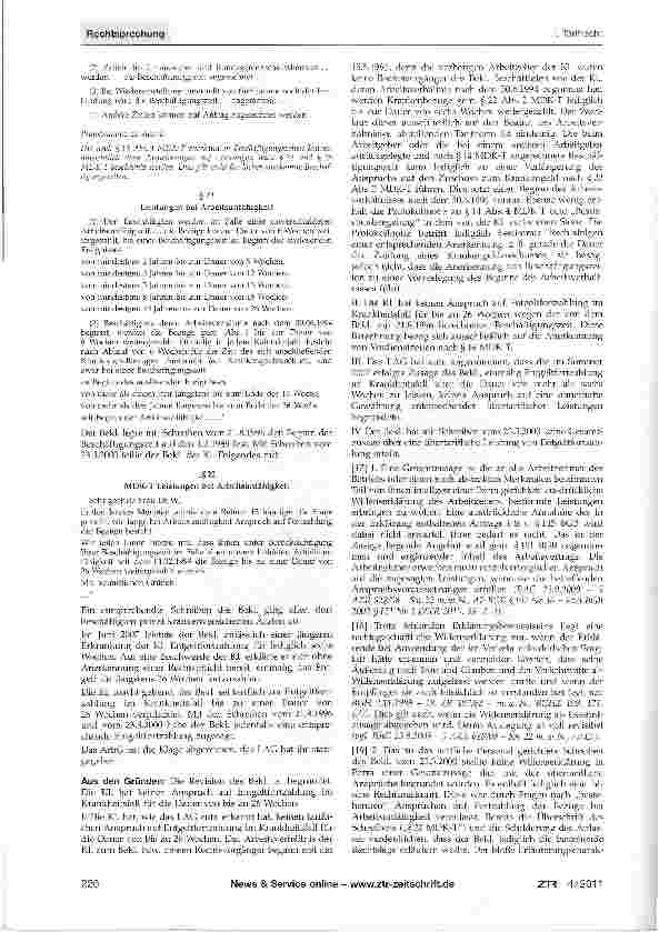 Vorschauseite 2: Verlängerung des Entgeltfortzahlungszeitraums bei Krankheit durch Tarifvertrag oder Gesamtzusage (MDK)