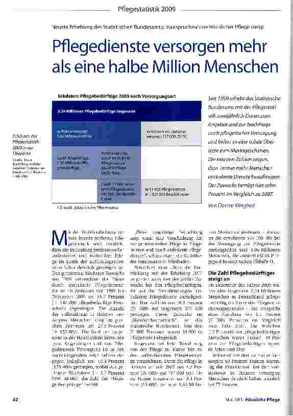 Vorschauseite 1: Pflegedienste versorgen mehr als eine halbe Million Menschen