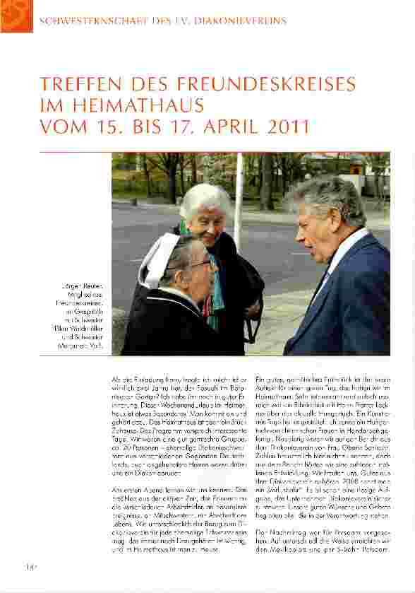 Vorschauseite 1: TREFFEN DES FREUNDESKREISES IM HEIMATHAUS VOM 15. BIS 17. APRIL 2011