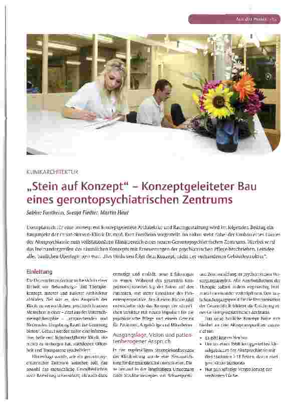 Vorschauseite 1: „Stein auf Konzept - Konzeptgeleiteter Bau eines gerontopsychiatrischen Zentrums
