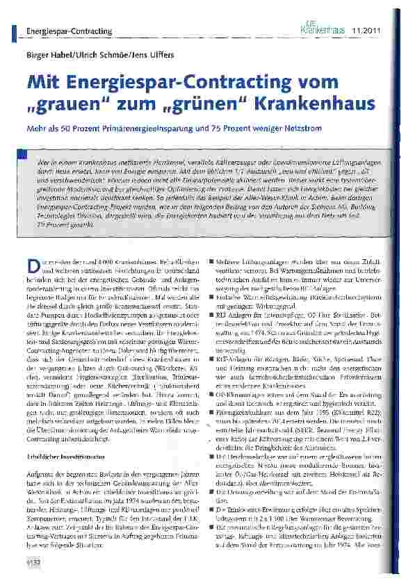 Vorschauseite 1: Mit Energiespar-Contracting vom „grauen zum „grünen Krankenhaus
