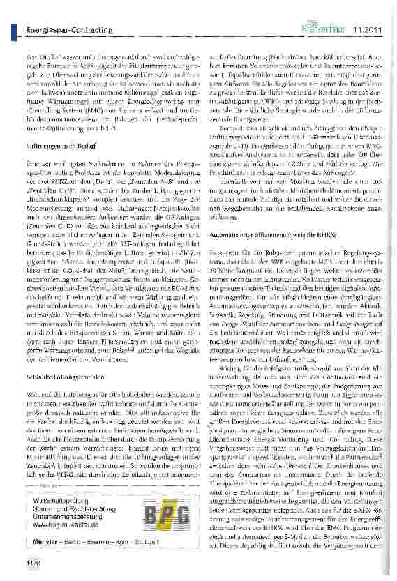 Vorschauseite 6: Mit Energiespar-Contracting vom „grauen zum „grünen Krankenhaus