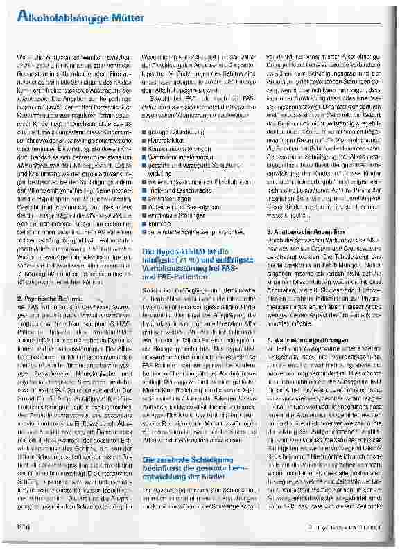 Vorschauseite 5: Süchtig geboren - Psychomotorische Defizite bei Kindern von alkoholabhängigen Müttern (Teil II)