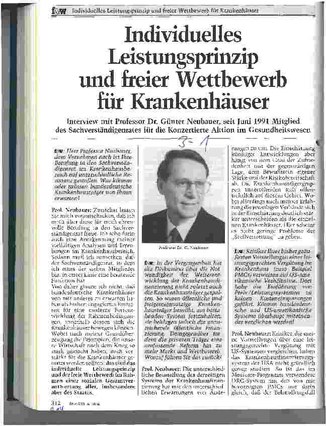 Vorschauseite 1: Individuelles Leistungsprinzip und freier Wettbewerb für Krankenhäuser