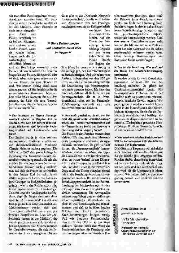 Vorschauseite 4: Den kleinen Unterschied nimmt die Medizin zu wenig wahr Frauengesundheitsbericht deckt Defizite in Forschung und Versorgung auf