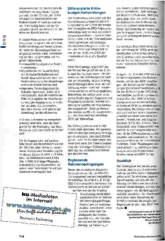 Vorschauseite 5: DRG-Einführungsgesetz: Krankenhäuser in der Pole Position DRG-Einführungsgesetz - Referentenentwurf vom 11.07.2001