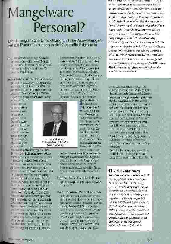 Vorschauseite 1: Mangelware Personal? Die demografische Entwicklung und ihre Auswirkungen auf die Personalsituation in der Gesundheitsbranche