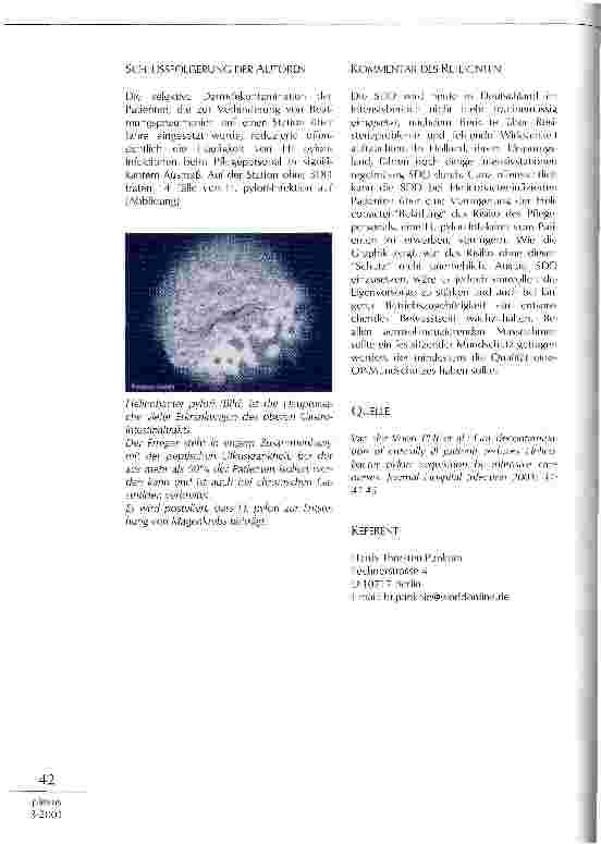 Vorschauseite 2: Helicobacter-Infektionen beim Pflegepersonal: Infektionsrisiko auf Intensivstationen und die Rolle der selektiven Darmdekontamination