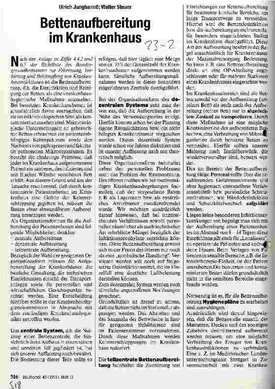Vorschauseite 1: Bettenaufbereitung im Krankenhaus