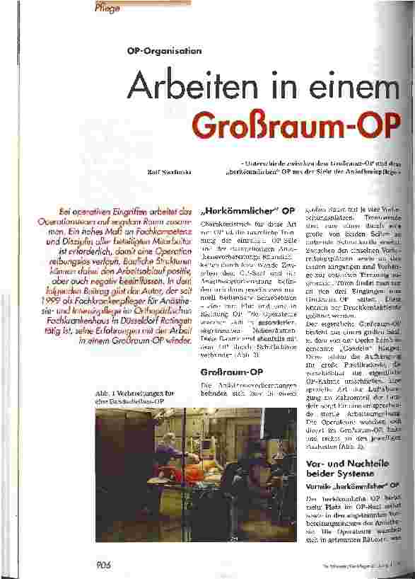 Vorschauseite 1: Arbeiten in einem Großraum-OP OP-Organisation