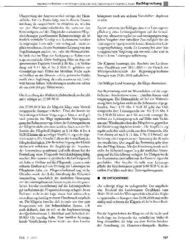 Vorschauseite 3: Begleitung von Bewohnern zu notwendigen Arztbesuchen ist als Regelleistung vom Pflegeheim zu leisten LHeimG§2Abs. 1 Nr. 1 und Nr. 3, § 10, § 12 Abs. 1 Satz 1;SGBXI § 72, § 75, §84…