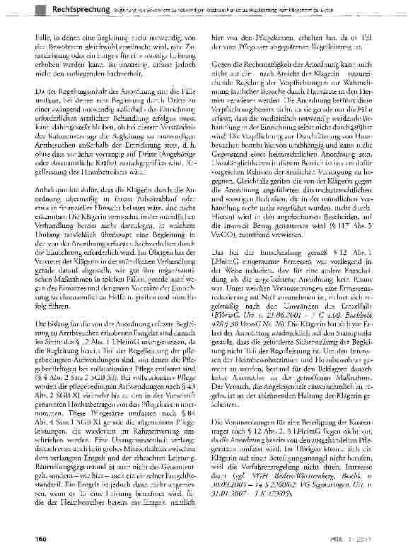 Vorschauseite 6: Begleitung von Bewohnern zu notwendigen Arztbesuchen ist als Regelleistung vom Pflegeheim zu leisten LHeimG§2Abs. 1 Nr. 1 und Nr. 3, § 10, § 12 Abs. 1 Satz 1;SGBXI § 72, § 75, §84…