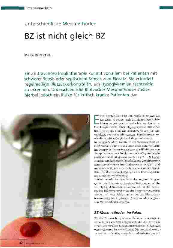 Vorschauseite 1: Unterschiedliche MessmethodenBZ ist nicht gleich BZ