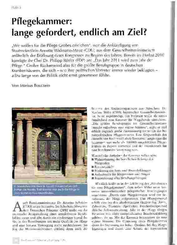 Vorschauseite 1: Pflegekammer: lange gefordert, endlich am Ziel?
