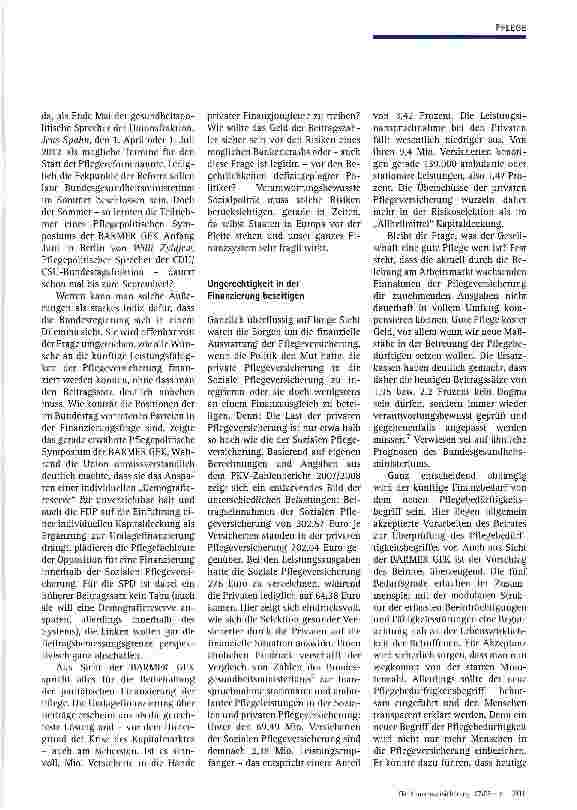 Vorschauseite 3: Pflege der Zukunft: Was soll sie leisten, wie ist sie zu bezahlen?