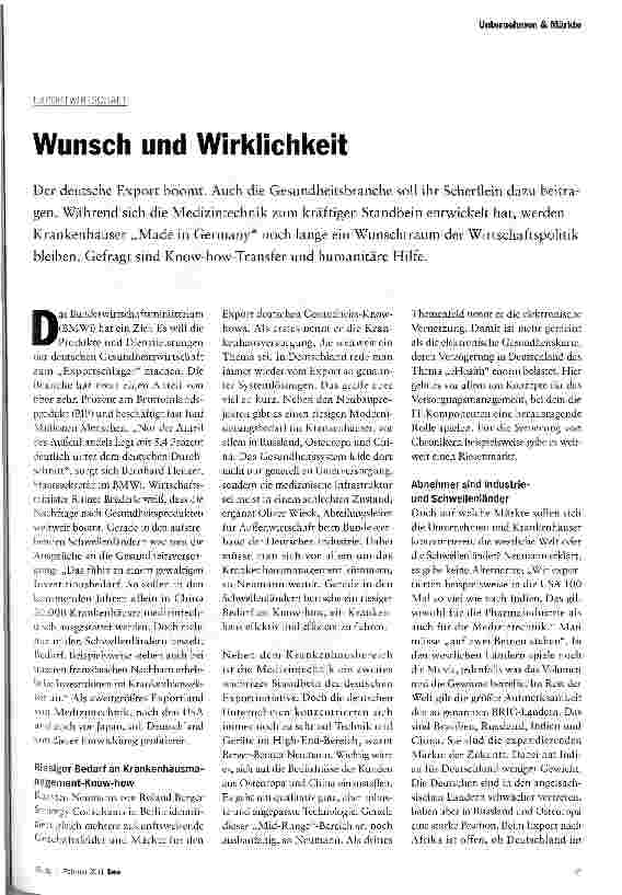Vorschauseite 1: EXPORTWIRTSCHAFTWunsch und Wirklichkeit
