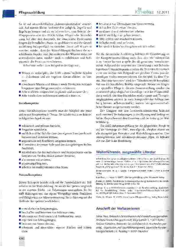 Vorschauseite 3: DKG-Empfehlung zur Weiterbildung und Prüfung von Gesundheitsund Krankenpflegekräften in pflegerischen Fachgebieten