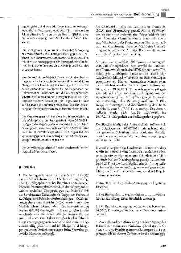 Vorschauseite 2: Zur Betriebsuntersagung eines Seniorenheims PfleWoqG Art. 1 Abs. 1, Art. 2 Abs. 1 Nr. 1, Art. 3, Abs. 2 Nr.8, Art. 7, Art. 13 Abs. 1 und 2, Art. 15 Abs. 1 und 2 Nr. 2 und Abs. 4 S…